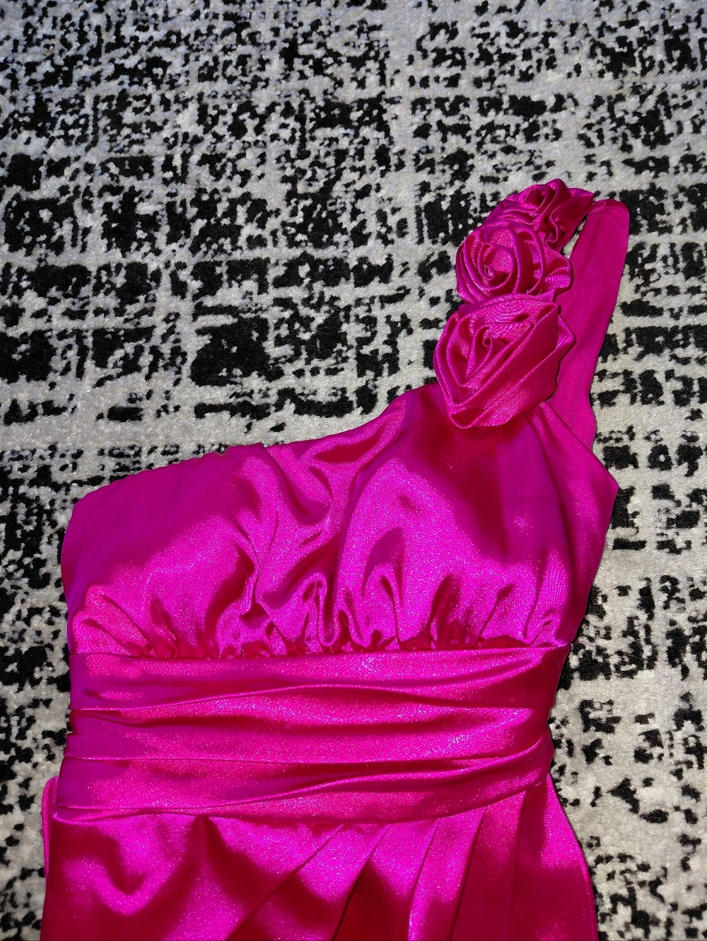 Speechless Fuchsia Homecoming One Shoulder Mini Dress Rosette Detail Size 1 NWOT - Picture 7 of 14